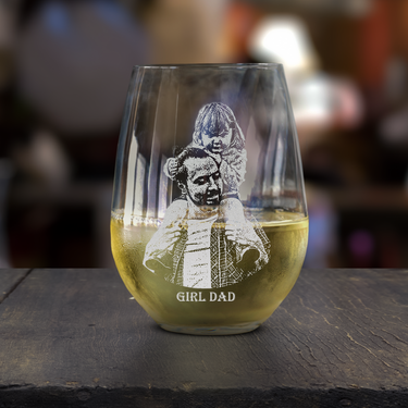 Custom Dad Portrait Glassware | Glass Photo Etching